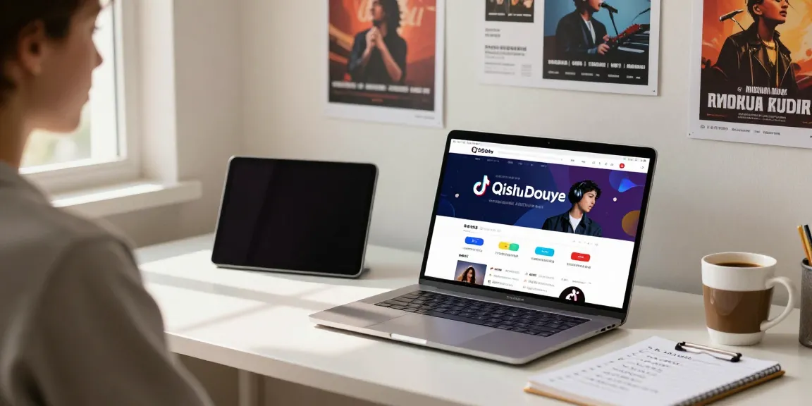 在现代工作区内,用户使用QishuiDouyin进行汽水音乐下载,显示安装步骤与下载界面的插图。